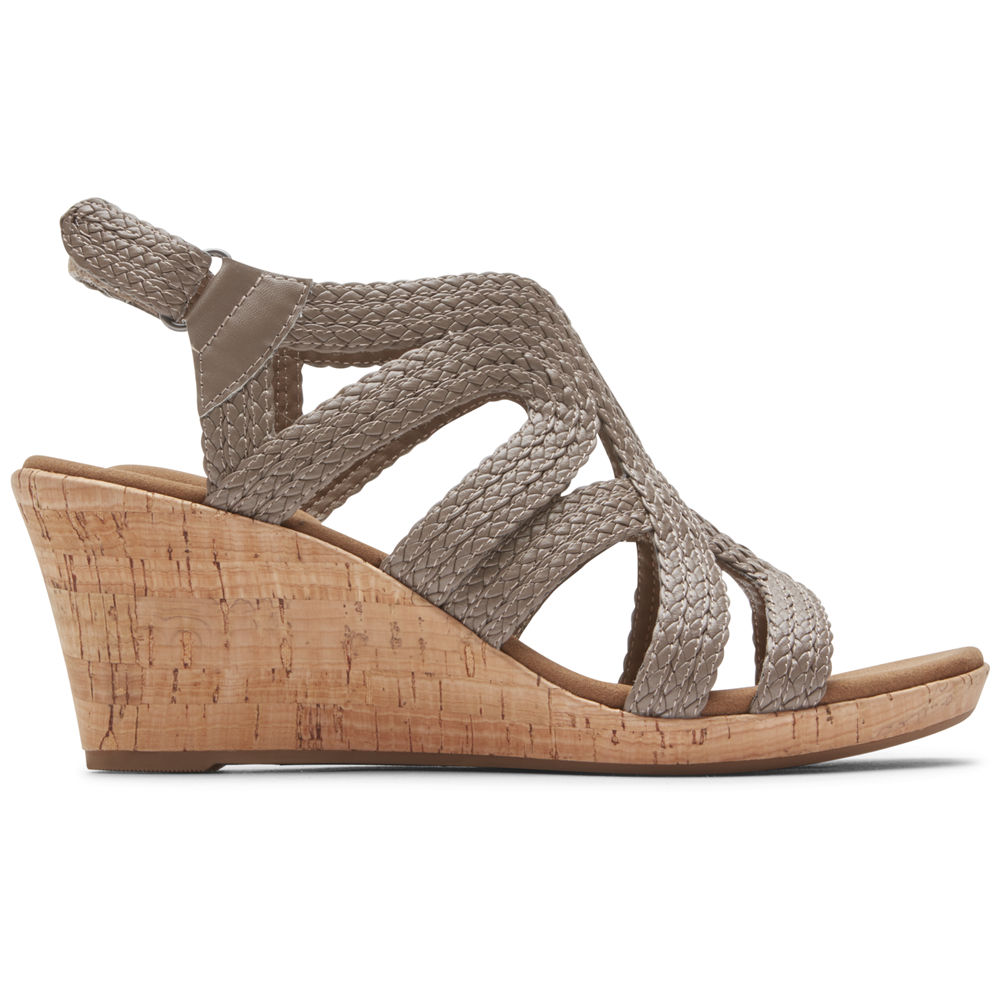 Sandalias Rockport Mujer Mexico - Briah Braided Grises - HPVER4807